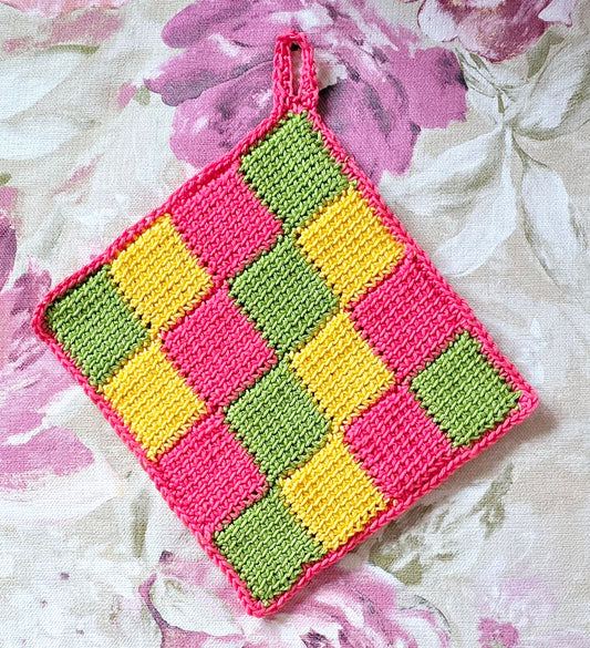 Gehäkelter Topflappen Entrelac