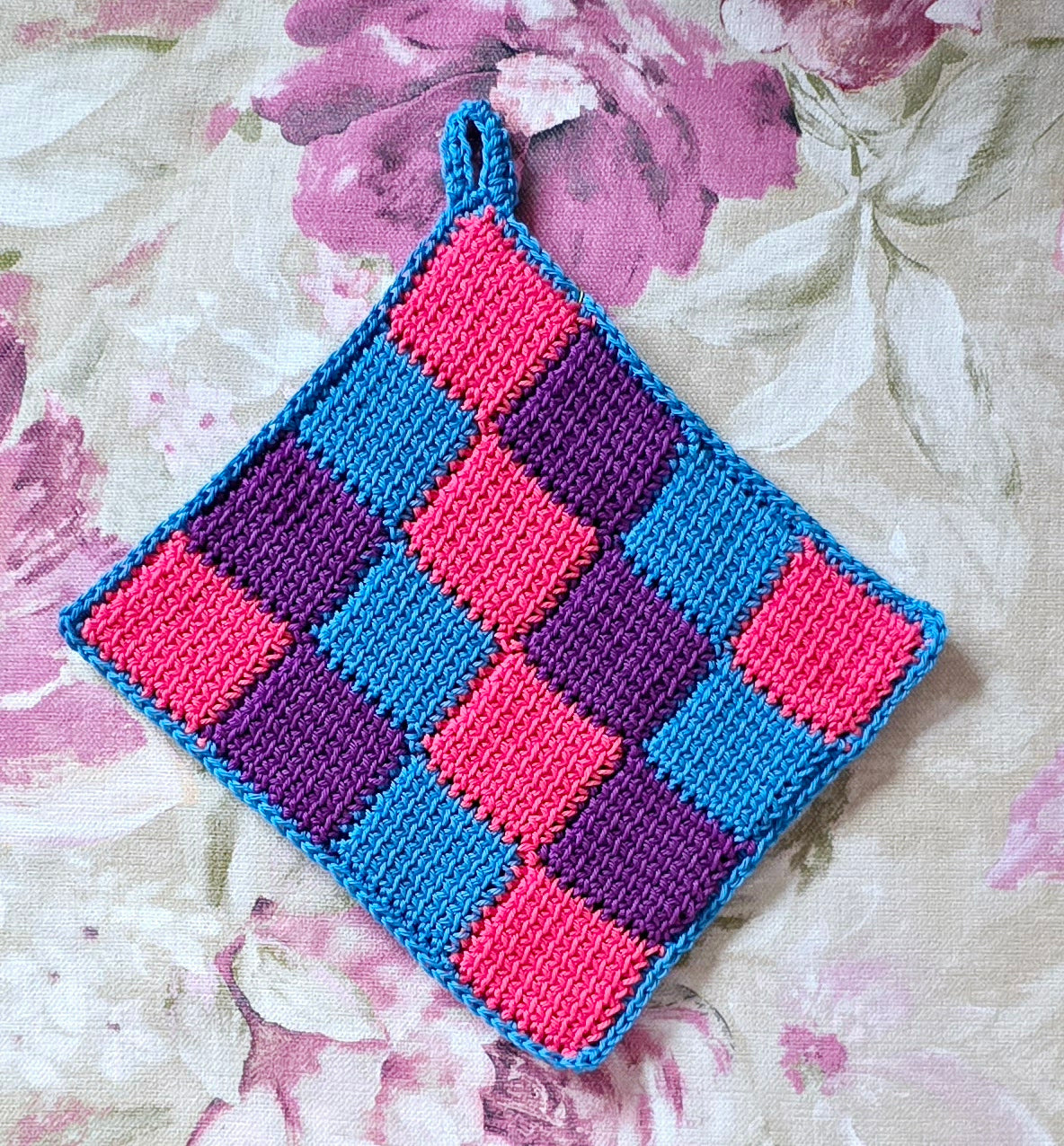 Gehäkelter Topflappen Entrelac