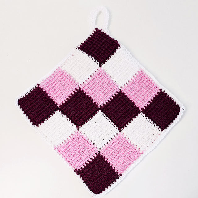 Gehäkelter Topflappen Entrelac