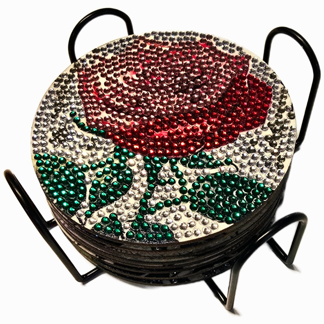 Untersetzer-Set hell mit Rosen