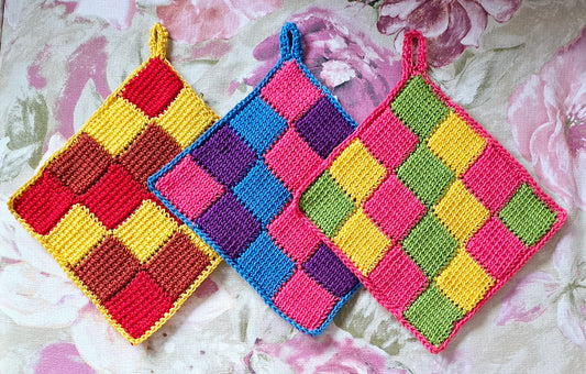 Gehäkelter Topflappen Entrelac
