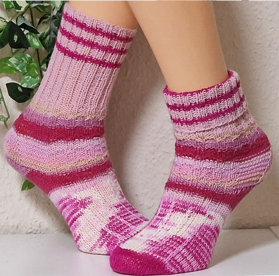 Handgestrickte Socken Pink Phlox Gr. 38/39
