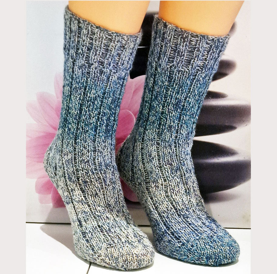 Handgestrickte Landhaussocken Sky Blue Gr. 44/45