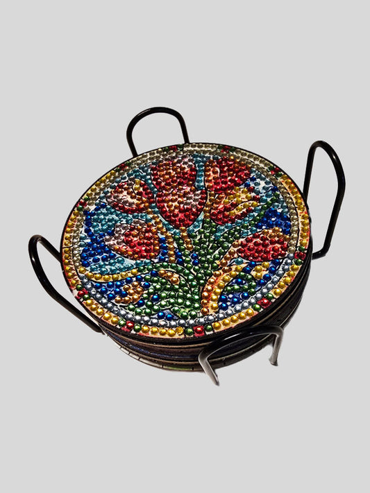 Untersetzer-Set hell mit Blumenmotiven
