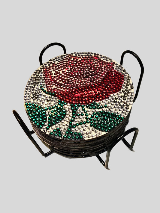 Untersetzer-Set hell mit Rosen