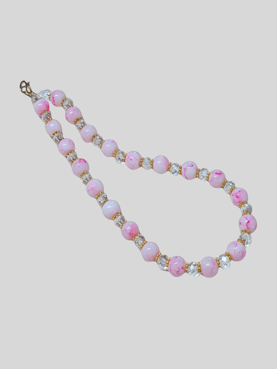 Handykette mit Karabinerverschluss Rosa und Goldfarben