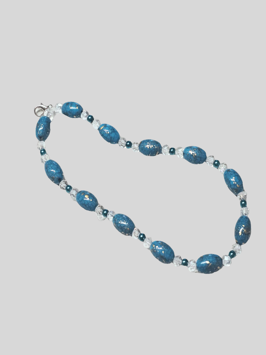 Handykette mit Karabinerverschluss Türkis und Silberfarben