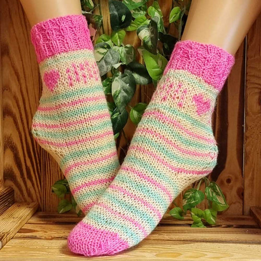 Handgestrickte Socken Herz Gr. 34/35