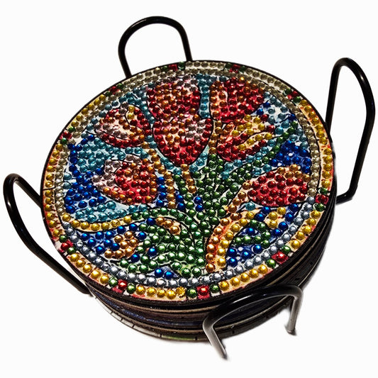 Untersetzer-Set hell mit Blumenmotiven