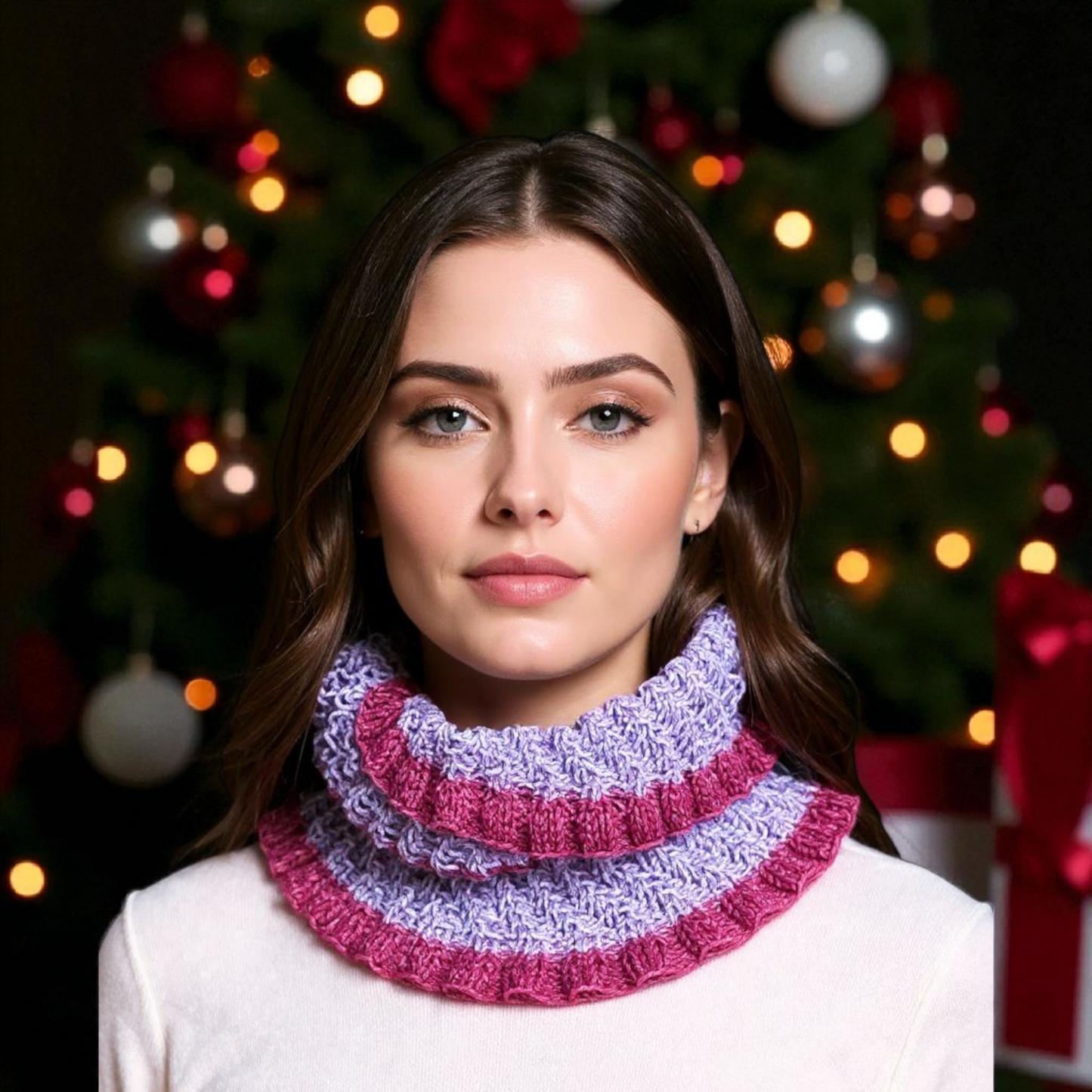 Möbius-Schalkragen in Beerentönen