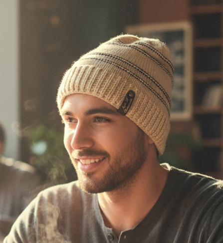 Handgestrickte Mütze aus Merino und Yakwolle