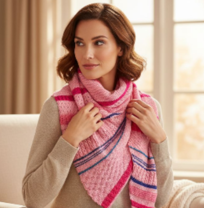 Handgestricktes Tuch "Rosentanz'