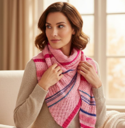 Handgestricktes Tuch "Rosentanz'