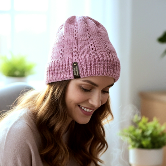 Handgestrickte Mütze aus Merino und Yakwolle