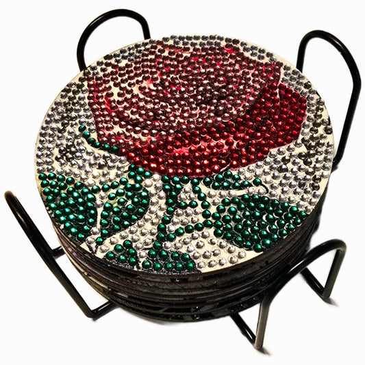 Untersetzer-Set hell mit Rosen