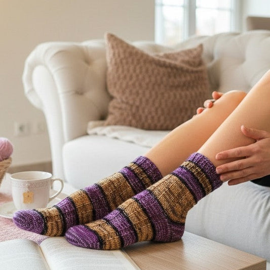 Handgestrickte Socken "Cleopatra" Gr. 40/41 - Farbenspiel - Luna's Kreativwerkstatt