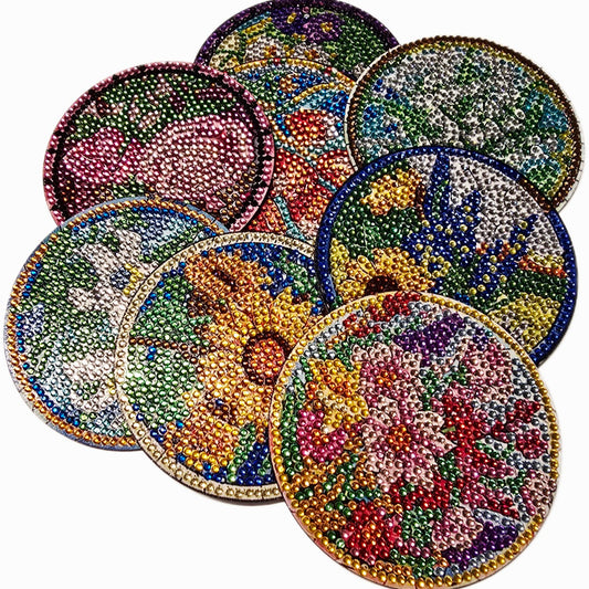 Untersetzer-Set hell mit Blumenmotiven