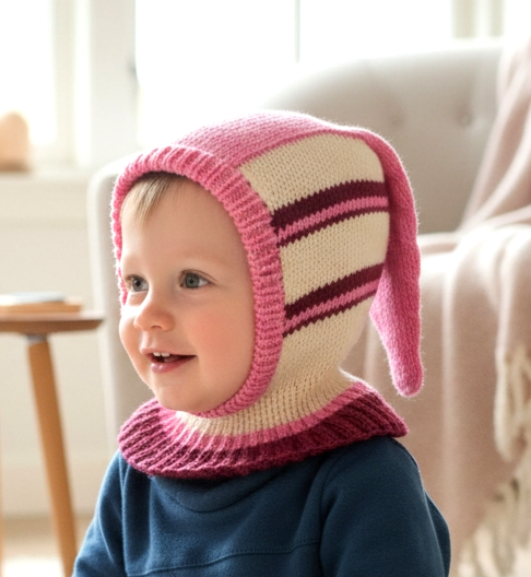 Handgestrickte Balaclava für kleine Winterabenteurer