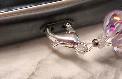 Handykette mit Karabinerverschluss Türkis und Silberfarben